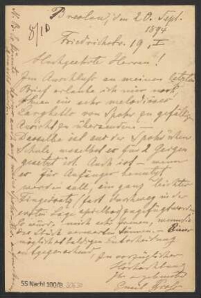 Brief an B. Schott's Söhne : 20.09.1894