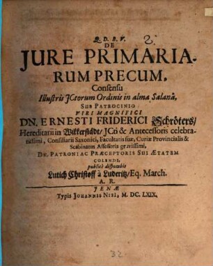 De iure primariarum precum