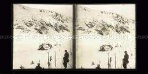 Skifahrer und Teichbaude, bei Krummhübel