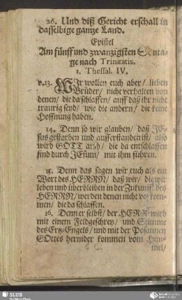 [Am fünff und zwanzigsten Sontage nach Trinitatis]
