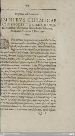 Praefatio ad Lectorem.