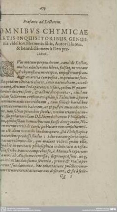 Praefatio ad Lectorem.