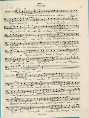 Requiem : (Fünf Hymnen samt Libera) für vier Chorstimmen, 2 Violinen, Viola, 2 Hörner, Violoncello, Contrabass und Orgel (2 Oboen, Fagott, Trompeten und Pauken ad libitum)