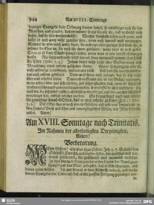 Am XVIII. Sonntage nach Trinitatis
