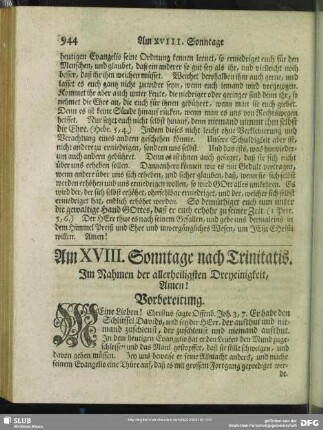 Am XVIII. Sonntage nach Trinitatis