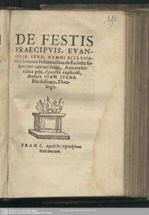 De Festis Praecipvis, Evangelia