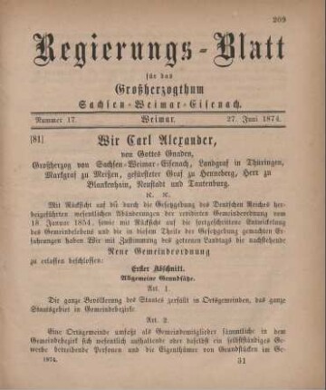 Nr. 17 : 27. Juni 1874