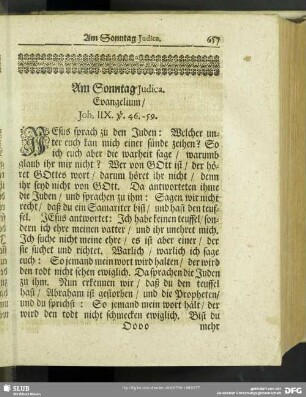 Am Sonntag Judica. Evangelium, Joh. IIX. v. 46.-59.