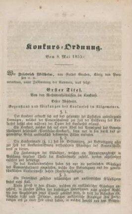 Konkurs-Ordnung.