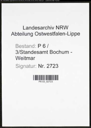 Heiratsregister Standesamt Bochum-Weitmar
