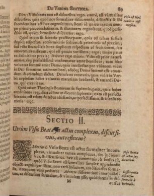 Sectio II. Utrùm Visio Beata sit actus complexus, discursivus, autreflexus?