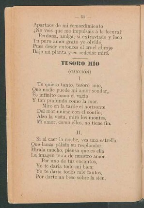 Tesoro mío : (Canción)