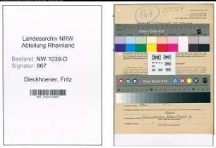Entnazifizierung Fritz Dieckhoener , geb. 22.07.1893 (Buchhaendler)