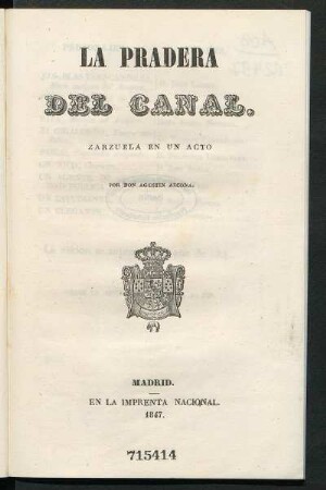 La pradera del canal : zarzuela en un acto