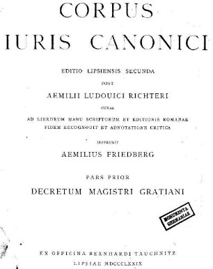 Corpus iuris canonici, 1. Decretum magistri Gratiani