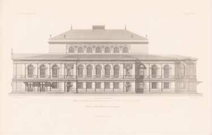 Neues Gewandhaus, Leipzig: Seitenansicht (aus: Atlas zur Zeitschrift für Bauwesen, hrsg. v. L.v.Tiedemann, Jg. 36, 1886)