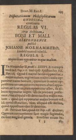 Disputationum Philosophicarum Undecima