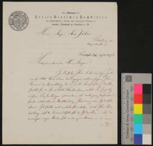 Brief von Georg Heinrich Otto Volger an Max Jähns vom 2.2.1878