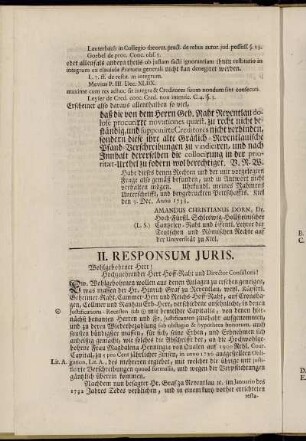 II. Responsum Juris