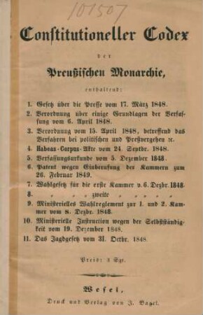 Constitutioneller Codex der Preußischen Monarchie