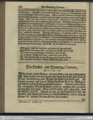 Die Epistel, am Sonntag Cantate, Jac. I. v. 16-21