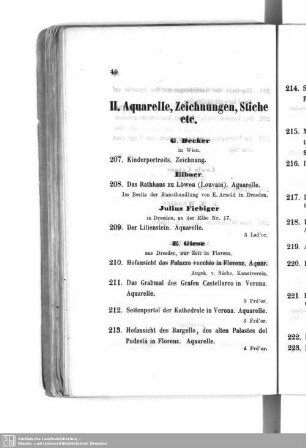 II. Aquarelle, Zeichnungen, Stiche etc.