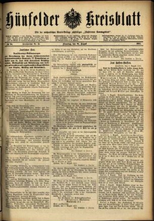 Ausgabe vom Dienstag, den 10. August 1915.