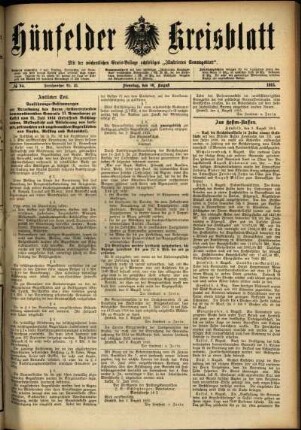 Ausgabe vom Dienstag, den 10. August 1915.
