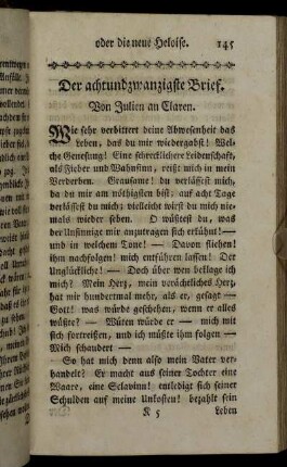 Der achtundzwanzigste Brief. Von Julien an Claren. - Der fünfunddreysigste Brief. Von Julien.