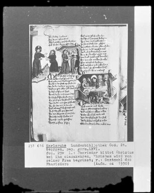 Des Saelden Hort (Des Glückes Hort) — Textseite mit zwei Miniaturen, Folio 29verso