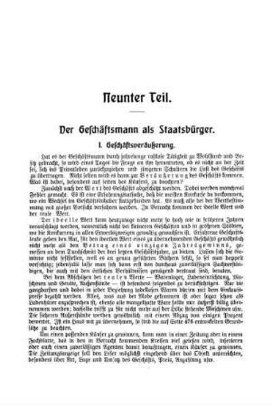 Neunter Teil. Der Geschäftsmann als Staatsbürger.