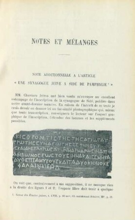 Notes et mélanges - Note additionnelle à l'article "Une synagogue juive à Sidé de Pamphylie"