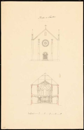 Kirche, Samter: Vorderansicht, Querschnitt