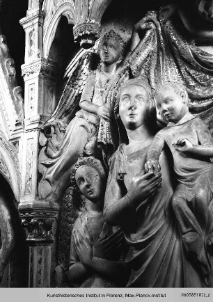 Altarpolyptychon : Mitteltabernakel mit Madonna und Kind, von Engeln umgeben
