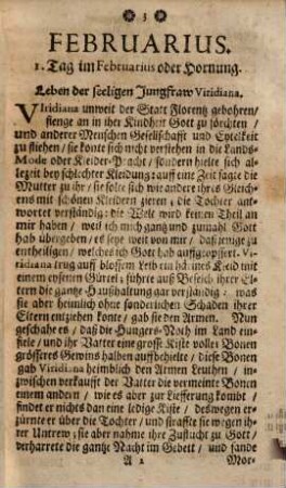 Seraphisches Firmament, Oder Stern-Himmel, An welchem auf alle Täg des Jahrs vorgestellet wird das Leben : sampt einer absonderlicher Tugend deren Heiligen, Seeligen, mit Tugend glantzenden, wie auch Hohen Standts-Persohnen, welche Profession, oder Bekäntnus gethan im Dritten Orden des Heiligen Seraphischen Vatters Francisci, Februarius