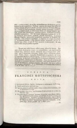 Scripta Francisci Rothfischeri Edita.
