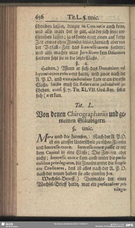 Tit. L. Von denen Chirographariis und gemeinen Gläubigern