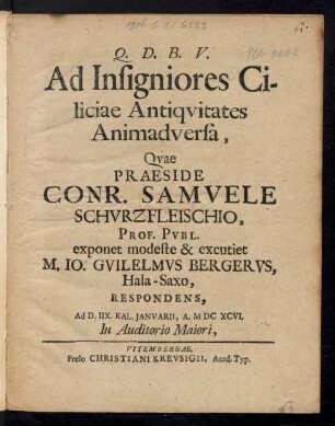 Ad Insigniores Ciliciae Antiquitates Animadversa