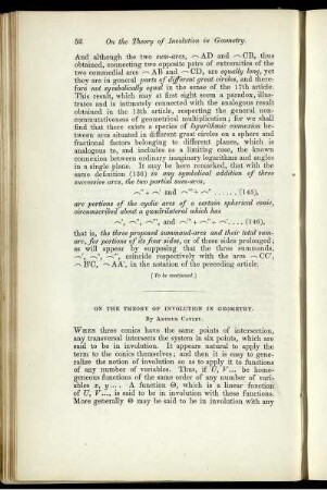 On the theory of involution in geometry.