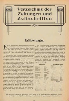 Verzeichnis der Zeitungen und Zeitschriften