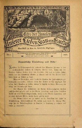 Echo der Annalen U.l.F. von Lourdes : Monatschr. zu Ehren d. unbefleckten Empfängnis. 13. 1893
