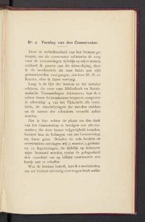 N°.2. Verslag van den Conservator