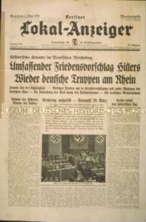 "Berliner Lokal-Anzeiger" zum Einmarsch der Wehrmacht ins Rheinland