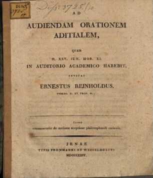 Commentatio de notione scepticae philosophandi rationis