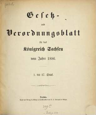 Gesetz- und Verordnungsblatt für das Königreich Sachsen. 1886