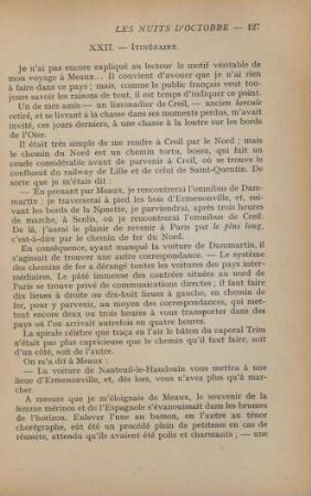 XXII. Itinéraire