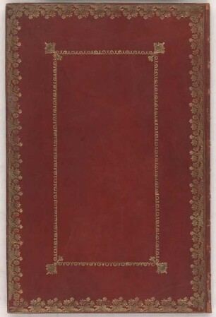 LES PRINCIPES DE L'ARCHITECTURE : Buchdeckel, hinterer, um 1750. Gold/Maroquin. 48,5 x 32 cm.
