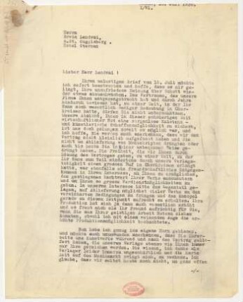 Brief an Erwin Lendvai : 18.07.1930