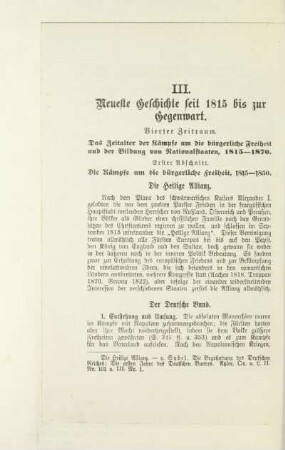 III. Neueste Geschichte seit 1815 bis zur Gegenwart
