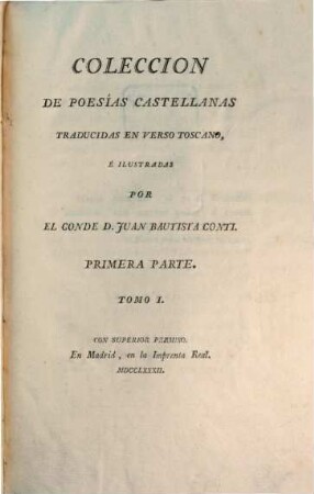 Colecciòn de poesias castellanas, T. 1